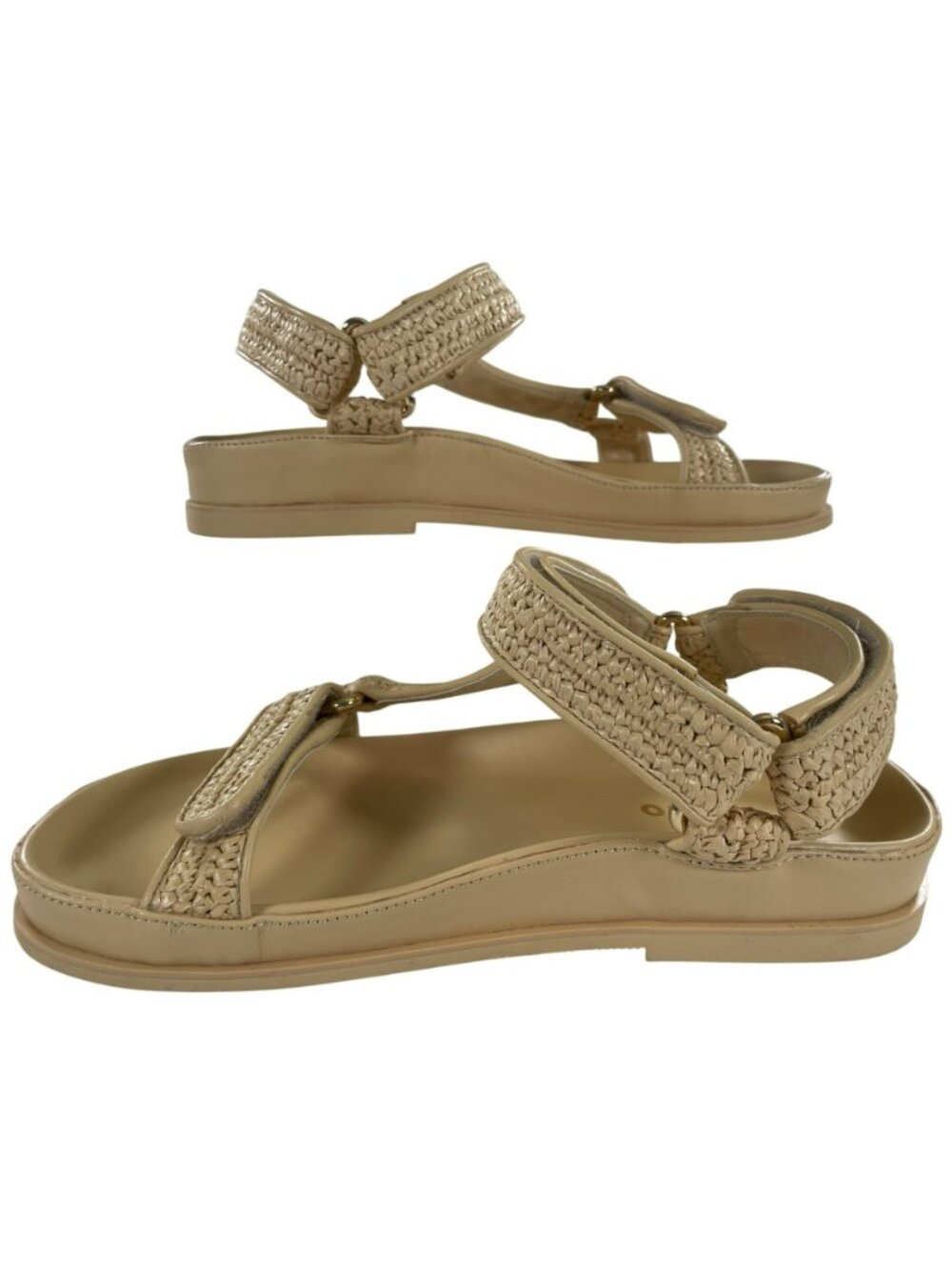 Sandro Raffia Flat Sandals Beige Open Toe Comfy Casual Women's Size 8 NEW - Picture 2 of 9